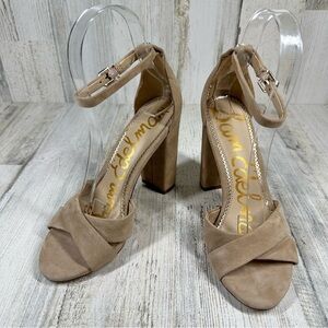New Sam Edelman Yancy Ankle Strap Sandal Suede Leather in Oatmeal #281